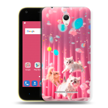Силиконовый чехол на ZTE Blade L110 с принтом милые котики
