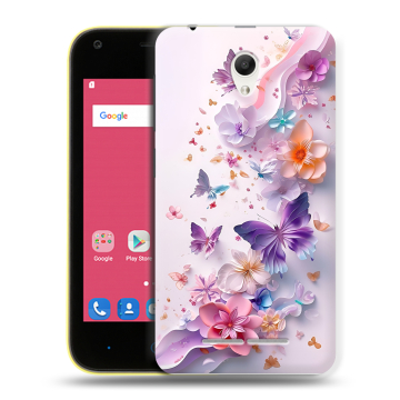 Силиконовый чехол на ZTE Blade L110 с принтом цветы бабочки Силиконовый чехол на ZTE Blade L110 с принтом цветы бабочки