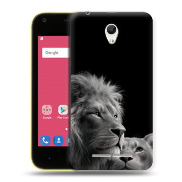 Силиконовый чехол на ZTE Blade L110 с принтом Лев кошки