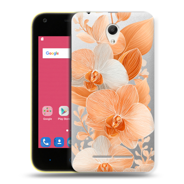 Силиконовый чехол на ZTE Blade L110 с принтом Бежевые цветы