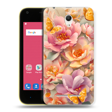 Силиконовый чехол на ZTE Blade L110 с принтом Цветы и бабочки