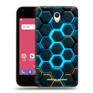 Силиконовый чехол на ZTE Blade L110 с принтом Неоновые соты