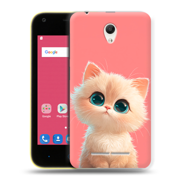 Силиконовый чехол на ZTE Blade L110 с принтом Розовый котенок