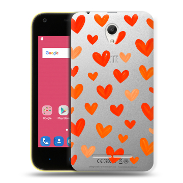Силиконовый чехол на ZTE Blade L110 с принтом Сердечки