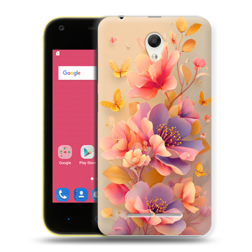 Силиконовый чехол на ZTE Blade L110 с принтом Цветы и бабочки