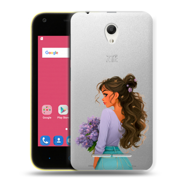 Силиконовый чехол на ZTE Blade L110 с принтом девушка цветы