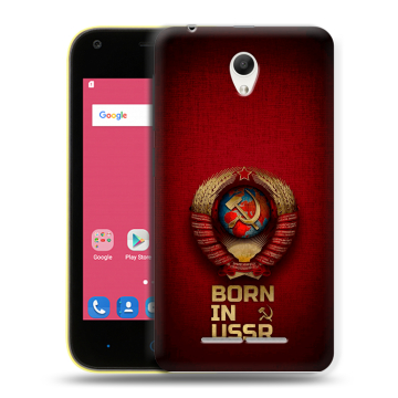 Силиконовый чехол на ZTE Blade L110 с принтом Флаг Герб СССР