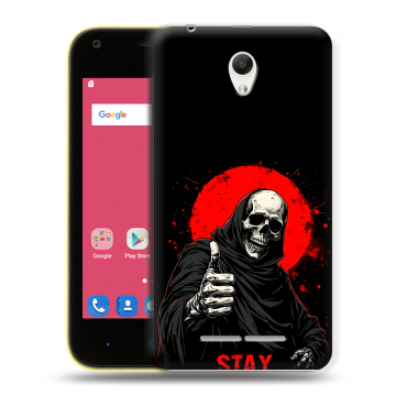 Силиконовый чехол на ZTE Blade L110 с принтом смешной скелет