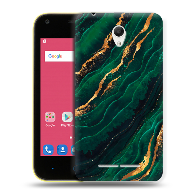Силиконовый чехол на ZTE Blade L110 с принтом Мрамор зеленое золото Силиконовый чехол на ZTE Blade L110 с принтом Мрамор зеленое золото