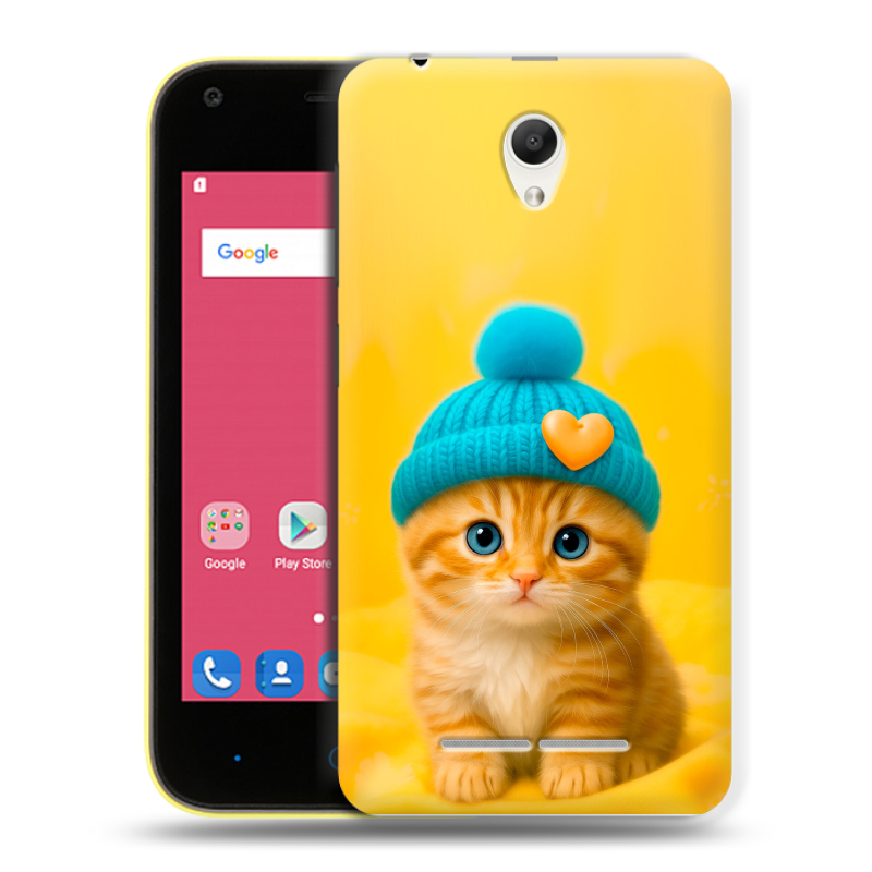 Силиконовый чехол на ZTE Blade L110 с принтом Котенок в шапке Силиконовый чехол на ZTE Blade L110 с принтом Котенок в шапке