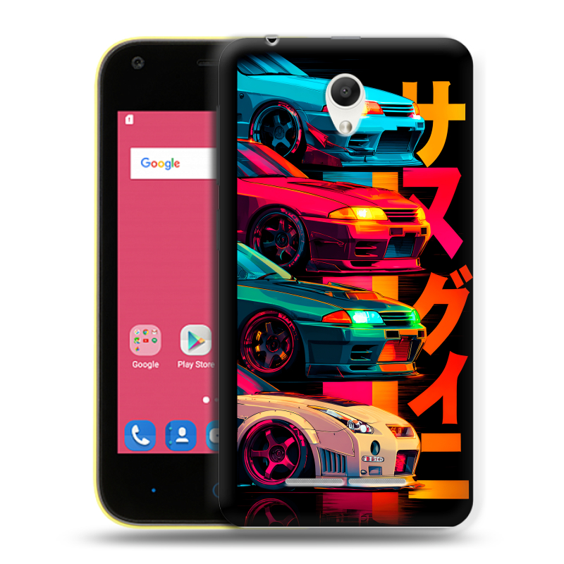 Силиконовый чехол на ZTE Blade L110 с принтом Гоночные машины Силиконовый чехол на ZTE Blade L110 с принтом Гоночные машины