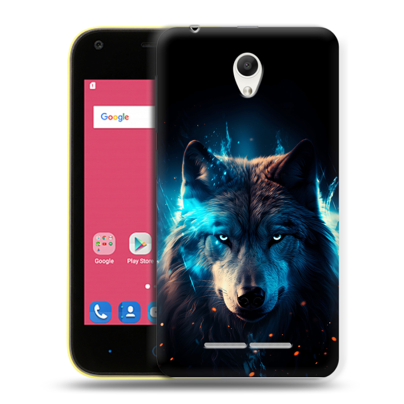 Силиконовый чехол на ZTE Blade L110 с принтом Волк ночной Силиконовый чехол на ZTE Blade L110 с принтом Волк ночной