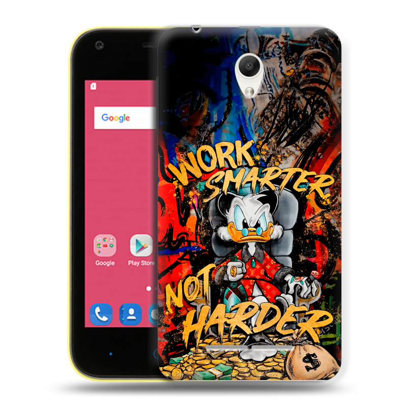 Силиконовый чехол на ZTE Blade L110 с принтом Дональд Дак Деньги Силиконовый чехол на ZTE Blade L110 с принтом Дональд Дак Деньги