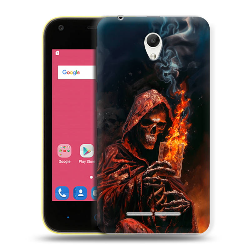 Силиконовый чехол на ZTE Blade L110 с принтом Скелет и карты Силиконовый чехол на ZTE Blade L110 с принтом Скелет и карты