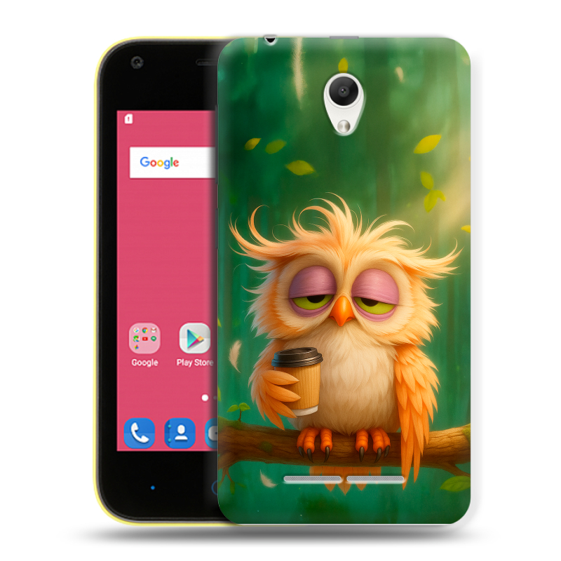 Силиконовый чехол на ZTE Blade L110 с принтом сова Силиконовый чехол на ZTE Blade L110 с принтом сова