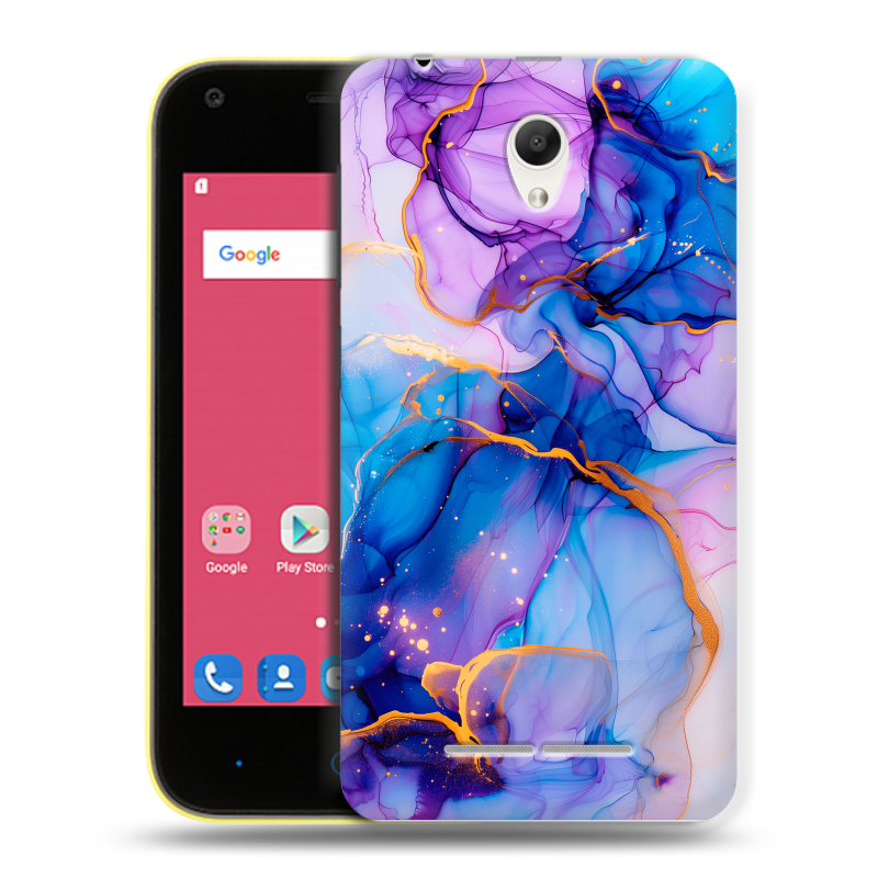 Силиконовый чехол на ZTE Blade L110 с принтом синий мрамор Силиконовый чехол на ZTE Blade L110 с принтом синий мрамор