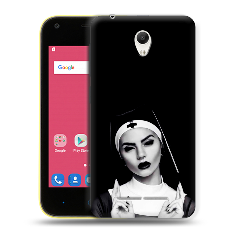 Силиконовый чехол на ZTE Blade L110 с принтом монашка Силиконовый чехол на ZTE Blade L110 с принтом монашка