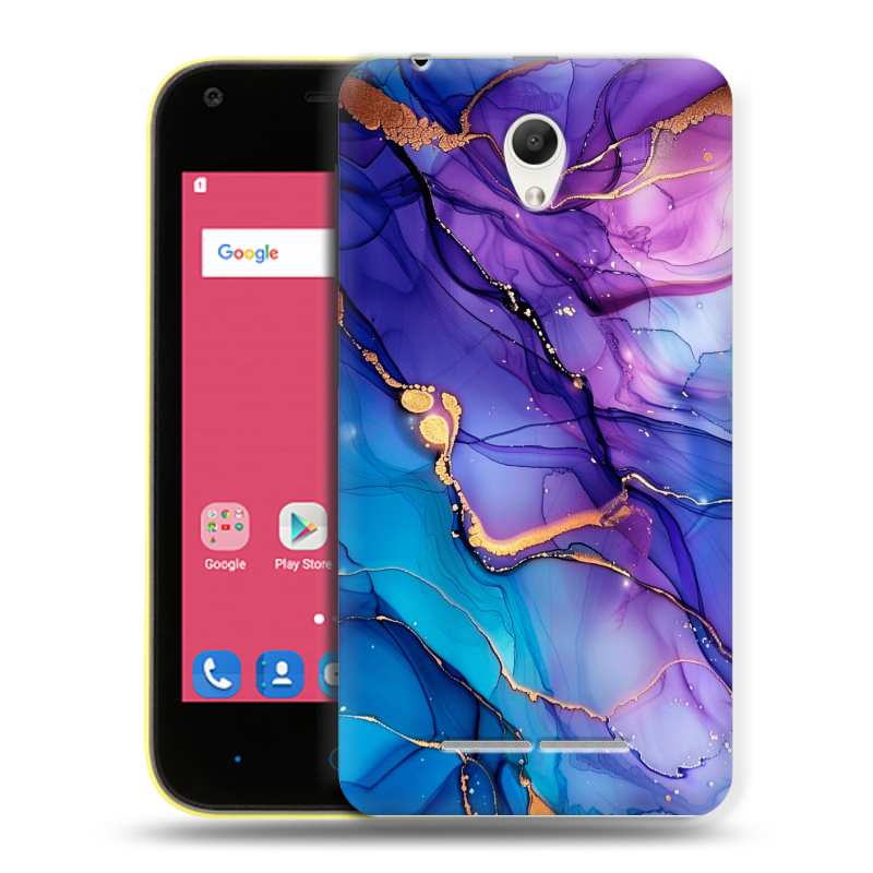 Силиконовый чехол на ZTE Blade L110 с принтом синий мрамор Силиконовый чехол на ZTE Blade L110 с принтом синий мрамор