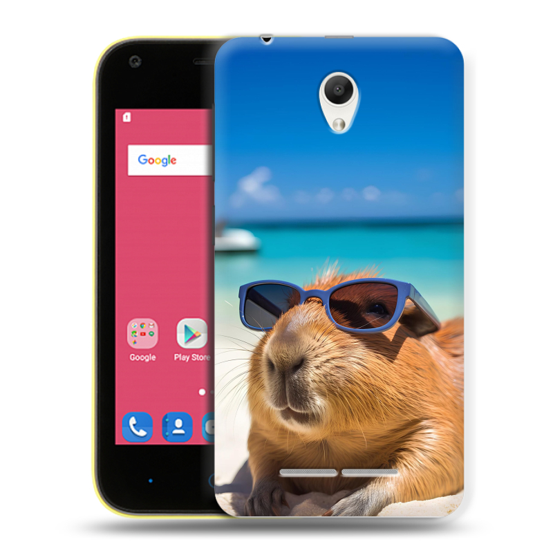Силиконовый чехол на ZTE Blade L110 с принтом Капибара Силиконовый чехол на ZTE Blade L110 с принтом Капибара