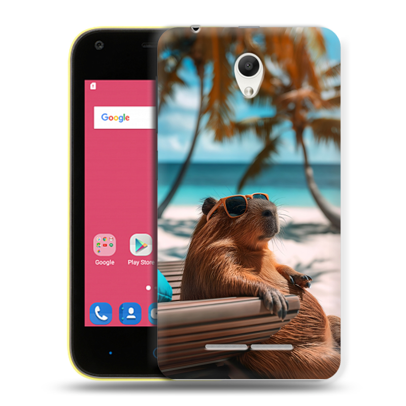 Силиконовый чехол на ZTE Blade L110 с принтом Капибара Силиконовый чехол на ZTE Blade L110 с принтом Капибара