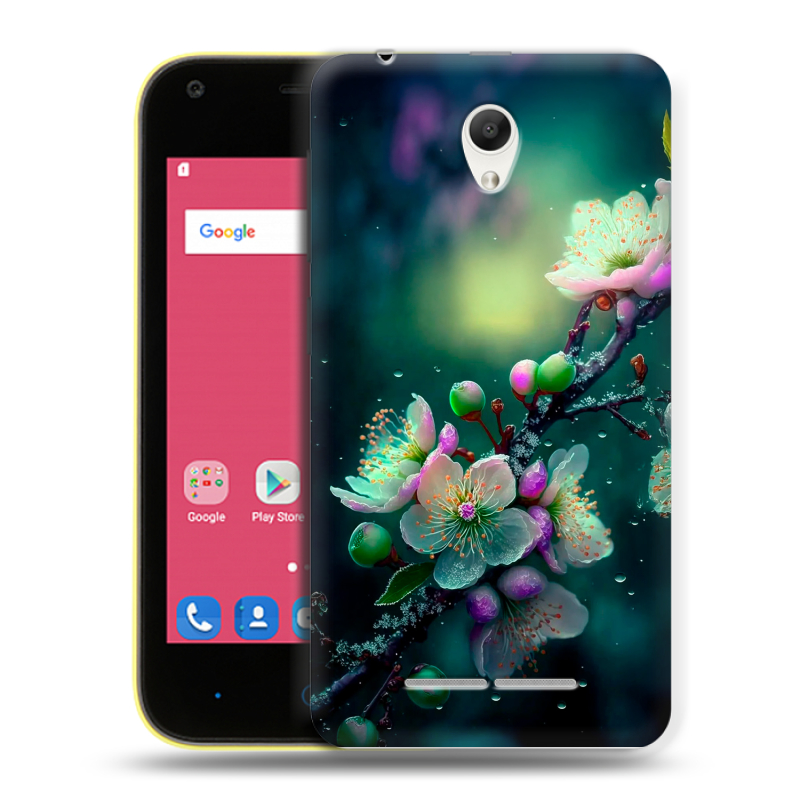 Силиконовый чехол на ZTE Blade L110 с принтом Цветы и мрамор Силиконовый чехол на ZTE Blade L110 с принтом Цветы и мрамор