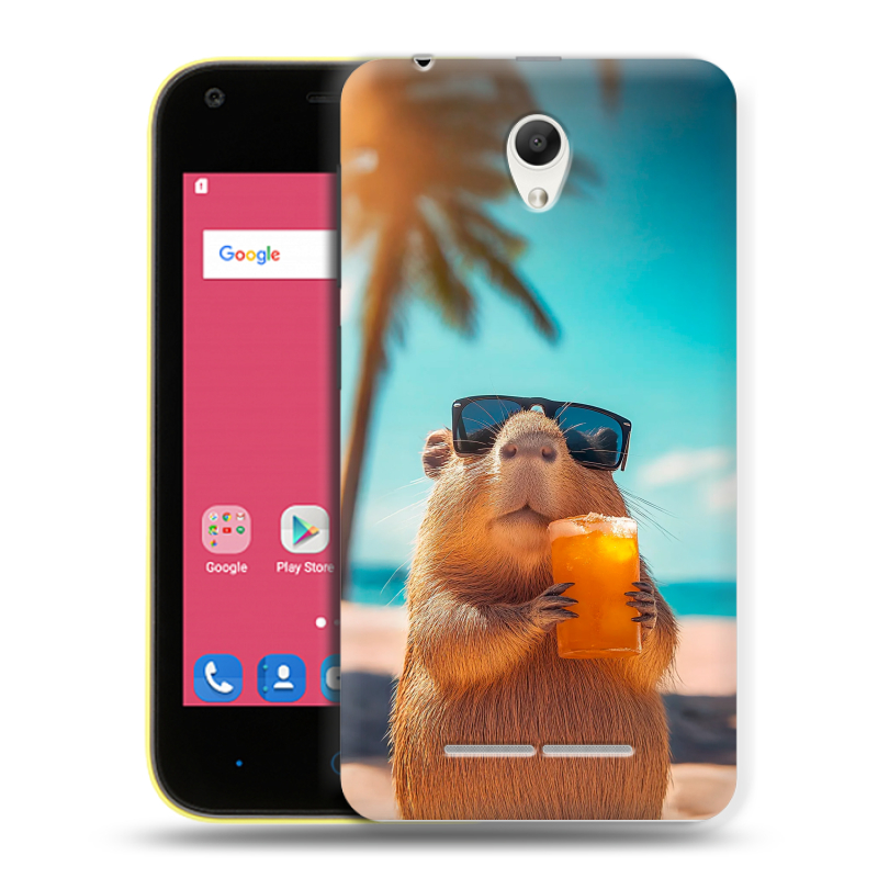 Силиконовый чехол на ZTE Blade L110 с принтом Капибара Силиконовый чехол на ZTE Blade L110 с принтом Капибара