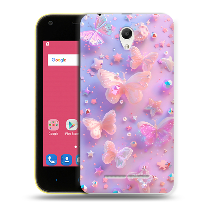 Силиконовый чехол на ZTE Blade L110 с принтом Бабочки Силиконовый чехол на ZTE Blade L110 с принтом Бабочки
