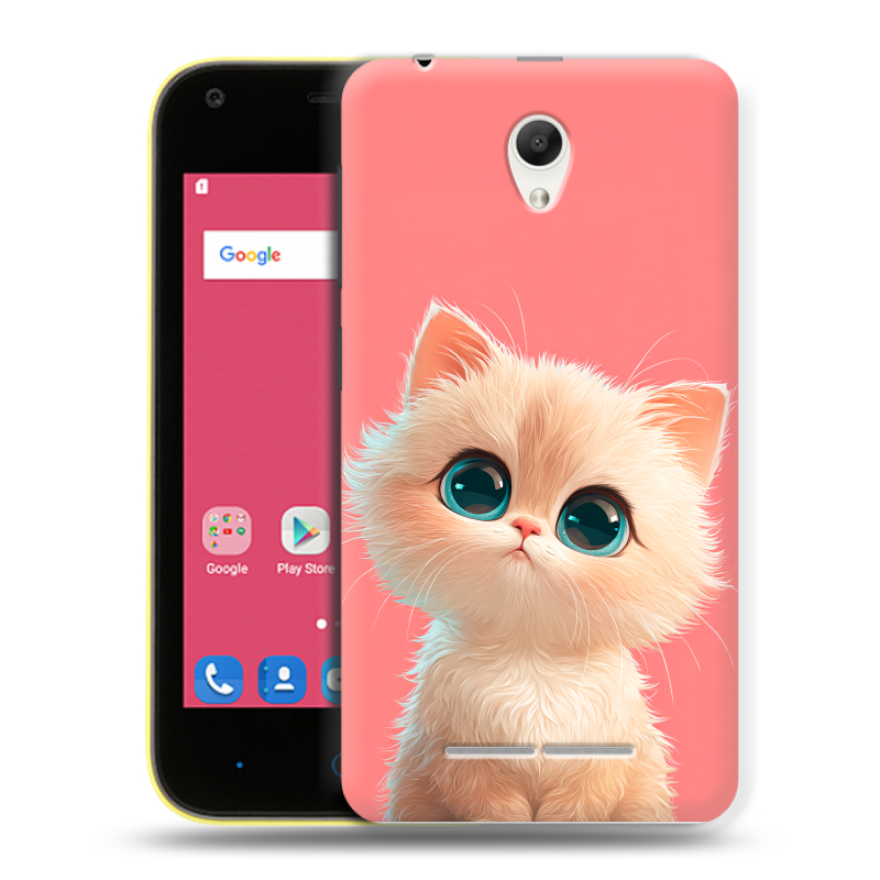 Силиконовый чехол на ZTE Blade L110 с принтом Розовый котенок Силиконовый чехол на ZTE Blade L110 с принтом Розовый котенок