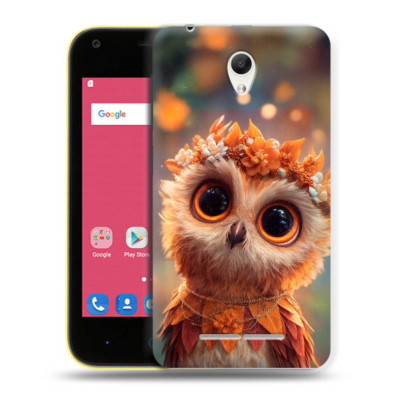 Силиконовый чехол на ZTE Blade L110 с принтом Милая сова Силиконовый чехол на ZTE Blade L110 с принтом Милая сова