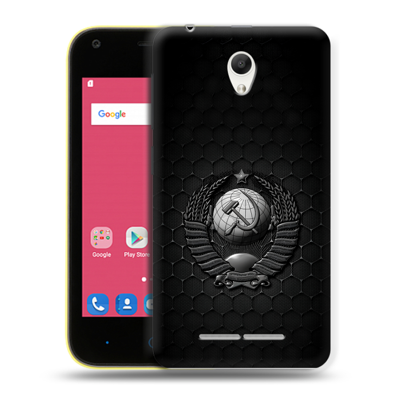 Силиконовый чехол на ZTE Blade L110 с принтом Герб Флаг СССР Силиконовый чехол на ZTE Blade L110 с принтом Герб Флаг СССР