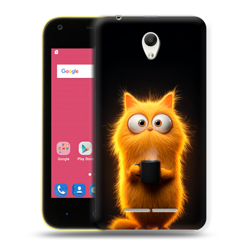 Силиконовый чехол на ZTE Blade L110 с принтом Смешной кот Силиконовый чехол на ZTE Blade L110 с принтом Смешной кот