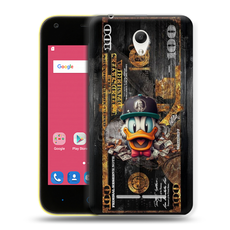 Силиконовый чехол на ZTE Blade L110 с принтом Дональд Дак Доллар Силиконовый чехол на ZTE Blade L110 с принтом Дональд Дак Доллар
