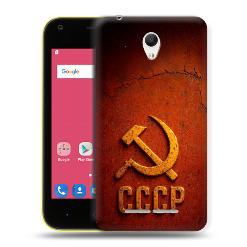 Силиконовый чехол на ZTE Blade L110 с принтом Флаг Герб СССР Силиконовый чехол на ZTE Blade L110 с принтом Флаг Герб СССР