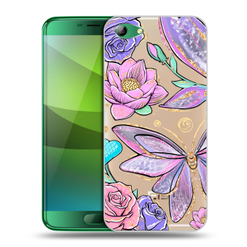 Силиконовый чехол на Elephone S7 с принтом Бабочки и цветы