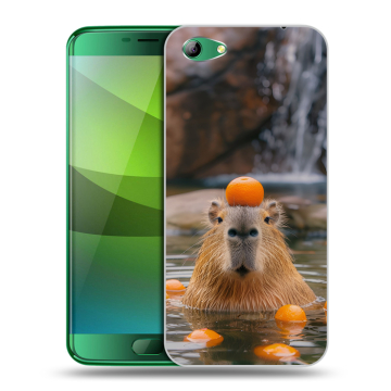 Силиконовый чехол на Elephone S7 с принтом Капибара с апельсином