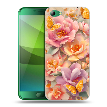 Силиконовый чехол на Elephone S7 с принтом Цветы и бабочки