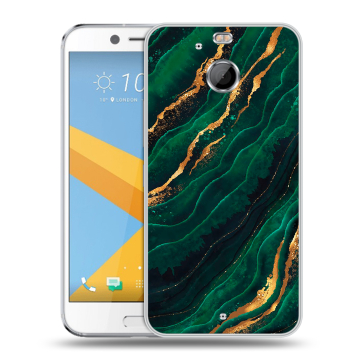 Пластиковый чехол на HTC 10 evo с принтом Мрамор зеленое золото