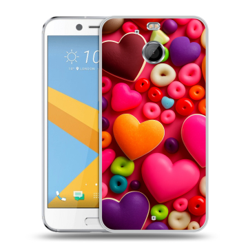 Пластиковый чехол на HTC 10 evo с принтом Сердечки