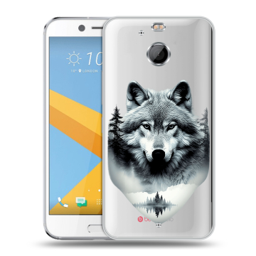 Пластиковый чехол на HTC 10 evo с принтом Волк в лесу Пластиковый чехол на HTC 10 evo с принтом Волк в лесу