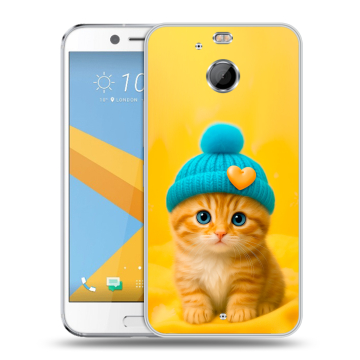 Пластиковый чехол на HTC 10 evo с принтом Котенок в шапке