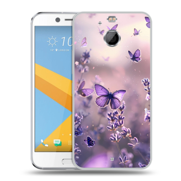 Пластиковый чехол на HTC 10 evo с принтом бабочки и лаванда Пластиковый чехол на HTC 10 evo с принтом бабочки и лаванда