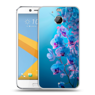 Пластиковый чехол на HTC 10 evo с принтом голубые орхидеи Пластиковый чехол на HTC 10 evo с принтом голубые орхидеи