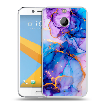 Пластиковый чехол на HTC 10 evo с принтом синий мрамор Пластиковый чехол на HTC 10 evo с принтом синий мрамор