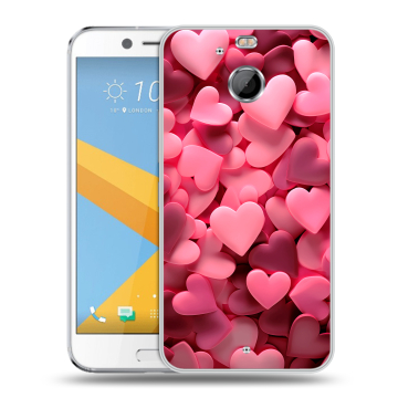 Пластиковый чехол на HTC 10 evo с принтом розовые сердечки Пластиковый чехол на HTC 10 evo с принтом розовые сердечки