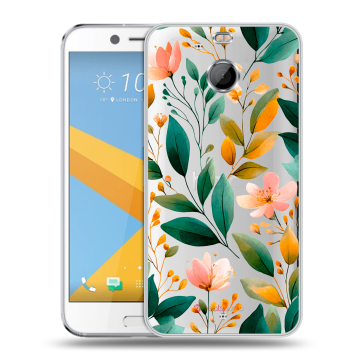 Пластиковый чехол на HTC 10 evo с принтом Цветы паттерн