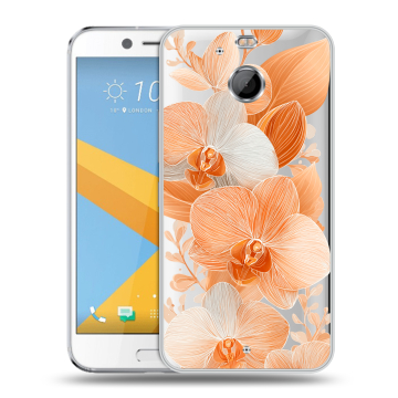 Пластиковый чехол на HTC 10 evo с принтом Бежевые цветы