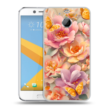 Пластиковый чехол на HTC 10 evo с принтом Цветы и бабочки