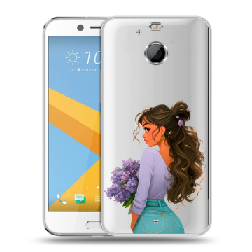 Пластиковый чехол на HTC 10 evo с принтом девушка цветы