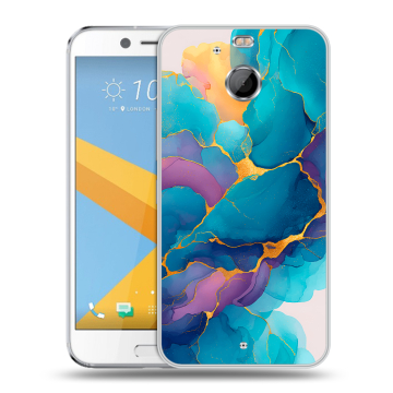 Пластиковый чехол на HTC 10 evo с принтом Мрамор блестки