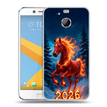 Пластиковый чехол на HTC 10 evo с принтом Новый год коня